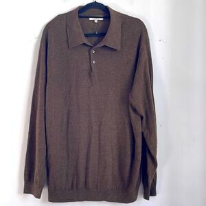 Turnbury Extra Fine Merino wool button neck collared knit sweater sz XXL